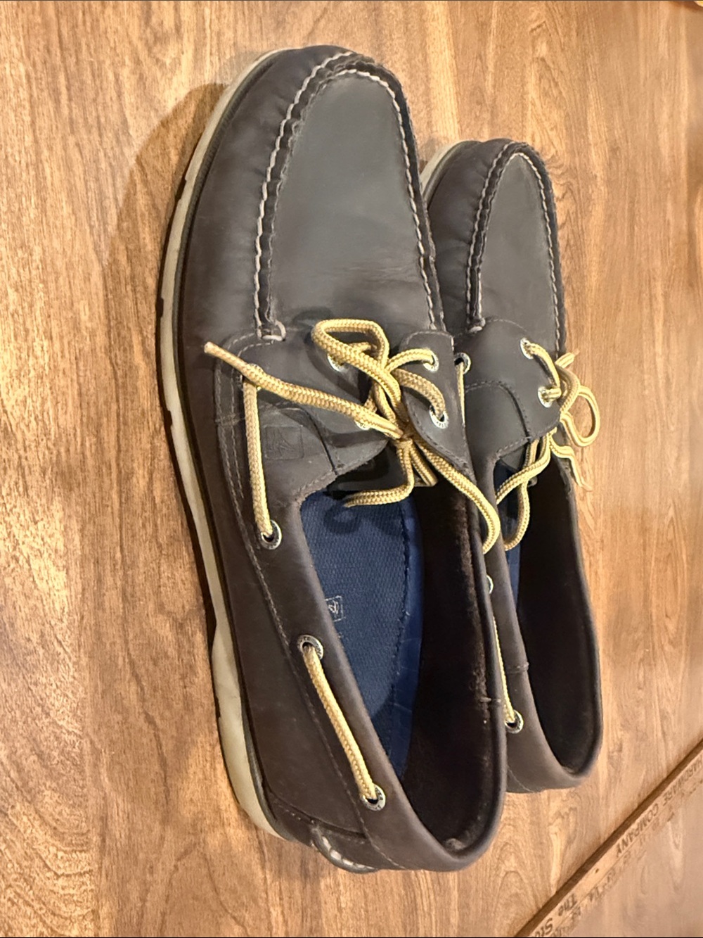 Sperry Dark Brown Leather Boat Shoes with Tan Laces